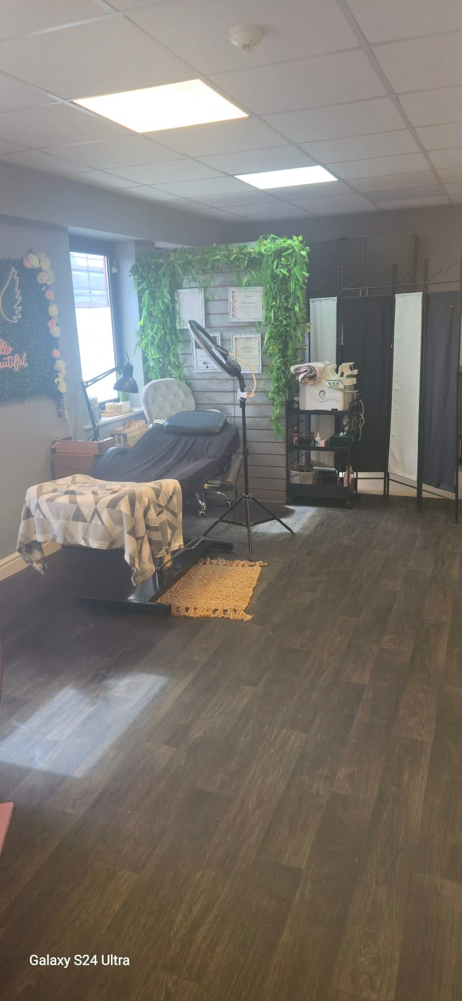 Beauty treatment bed and equipment inside the doubleabeauty salon